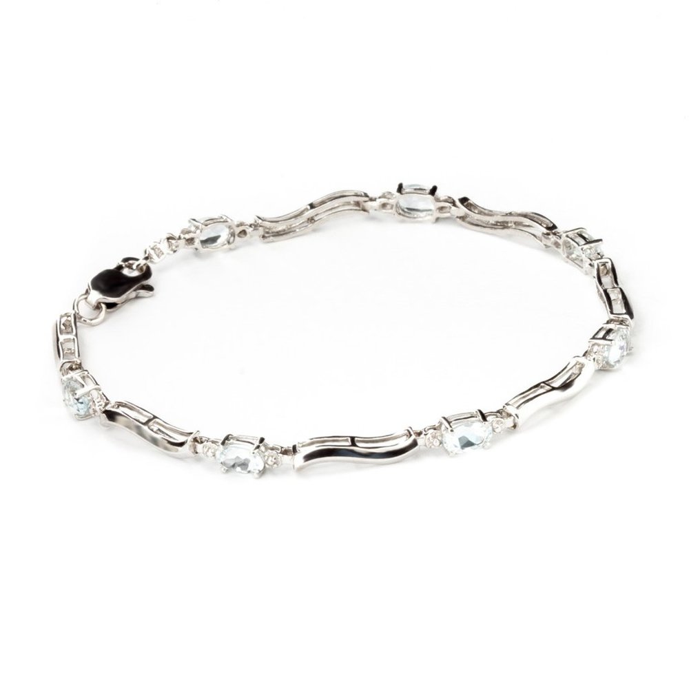 14K GOLD BRACELET WITH DIAMONDS & AQUAMARINES